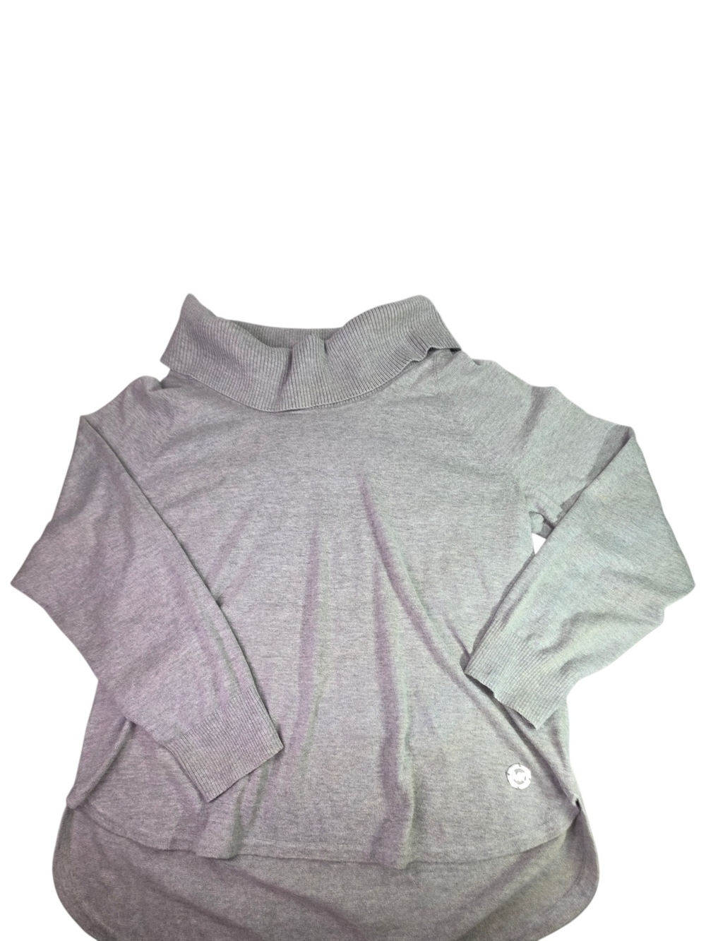 MICHAEL KORS Gray Cowl Neck Cozy Logo Knit Sweater Size L